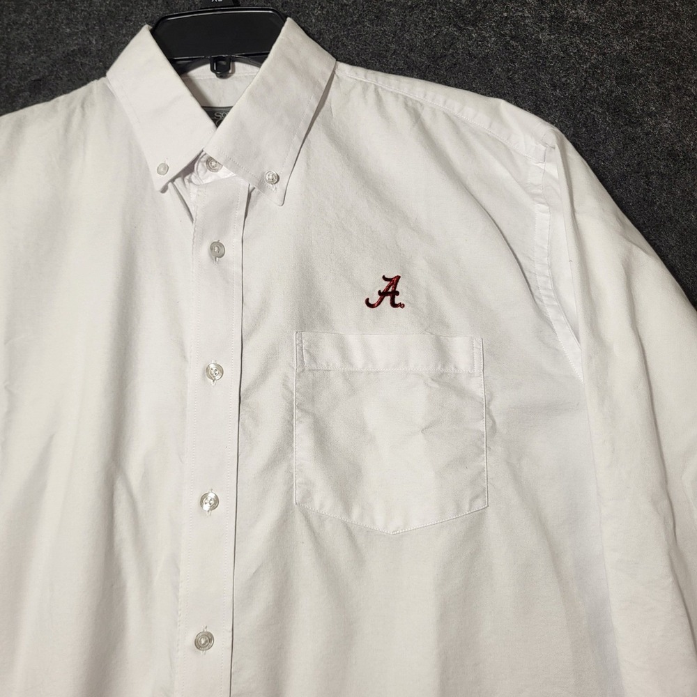 Alabama Crimson Tide Mens M White Button Down Shirt Long Sleeve Oxford A Logo